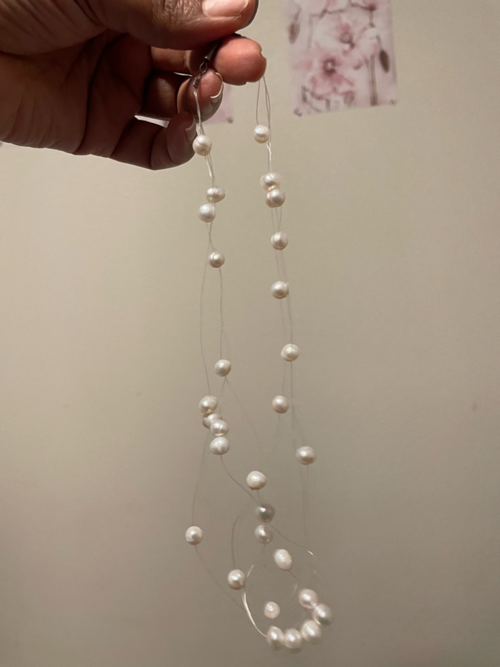 Unlisted White Multi-Strand Floating Pearl Necklace